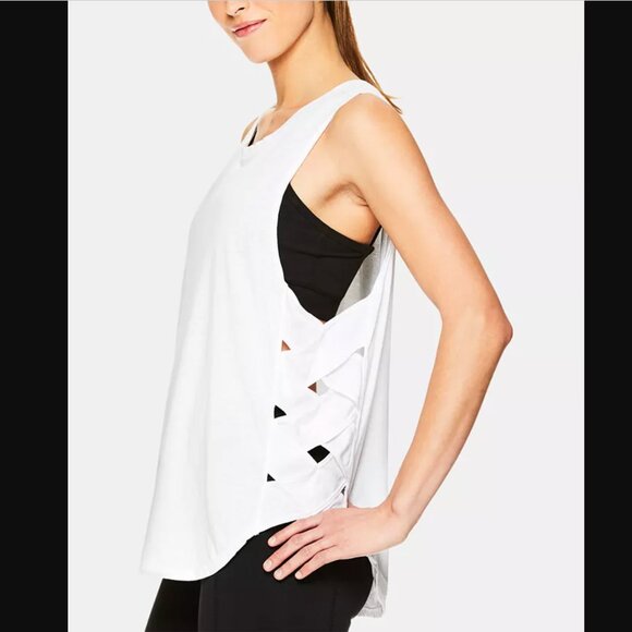 GAIAM Tops - Gaiam Posey Lattice Tank Top Womens Size XL White Workout Yoga Lightweight